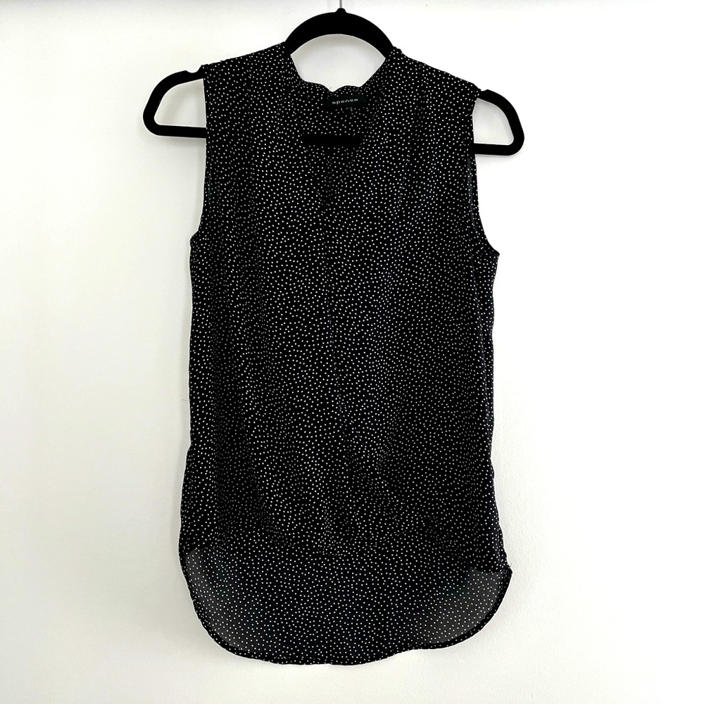Spense semi-sheer polka dot top size small